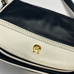 Etienne Aigner Black and Cream Shoulder Bag